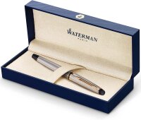 Waterman Expert Füller | Edelstahl mit Zierteile aus 23 K Gold | Füllfederhalter Mittlere Spitze | Geschenkbox