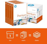HP Druckerpapier Premium CHP 854: 100g, A4, 2.000 Blatt (4x500), extraglatt, weiß - intensive Farben, scharfes Schriftbild