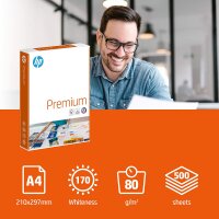 HP Druckerpapier Premium CHP 854: 100g, A4, 2.000 Blatt (4x500), extraglatt, weiß - intensive Farben, scharfes Schriftbild