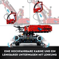 LEGO 42144 Technic Umschlagbagger Modell, Mechanisches Spielzeug Set, manuelle und pneumatische Funktionen, Baufahrzeug Kran, Lernspielzeug
