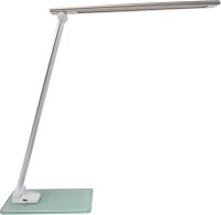 Unilux LED Schreibtischlampe Popy 6W Tischlampe mit Glassockel, dimmbar, USB-Anschluss für Büro, Smartphone Aufladung, weiß, 35 x 30 x 11cm [Energieklasse F]