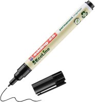 edding 25 EcoLine permanent marker - black - 1 pen - round nib 1 mm - waterproof, quick-drying, smear-proof pens - for cardboard, plastic, glass, wood, metal and fabric - refillable