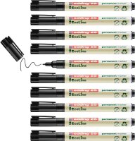 10x edding 25 EcoLine permanent marker - black - pen - round nib 1 mm - waterproof, quick-drying, smear-proof pens - for cardboard, plastic, glass, wood, metal and fabric - refillable