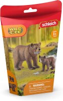 schleich 42473 Grizzlybär-Mutter mit Jungem, für Kinder ab 5 Jahren, Wild Life - Spielset