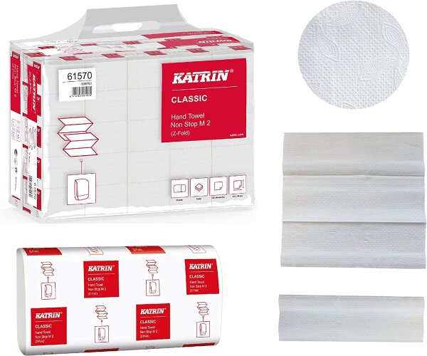 Falthandtücher / Papierhandtücher Katrin Non-Stop M2, weiß, 2-lagig, 24x24 cm, 4000 Tücher im Handy Pack