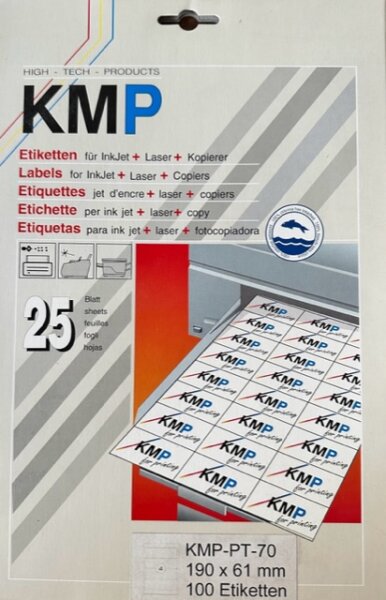 KMP Ordner Etiketten breit 190 x 61mm 100 St. - 25 Blatt