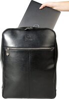 Exacompta 17637E Premium Laptop-Rucksack Exactive aus hochwertigem Leder mit vielen Innentaschen, passend für Laptops und Notebooks bis zu 15,6’’ ideal für Schule, Uni und Arbeit, schwarz