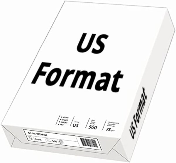 Inacopia Office Druckerpapier US-Letter-Format: 75 g/m², US 216 x 279 mm, 500 Blatt, weiß, US size
