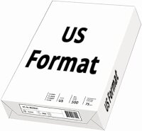Inacopia Office Druckerpapier US-Letter-Format: 75 g/m², US 216 x 279 mm, 2500 Blatt, weiß, US size
