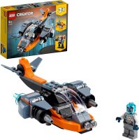 LEGO 31111 Creator 3-in-1 Cyber-Drohne - Cyber-Mech - Hoverbike, Set mit Roboter-Minifigur, Weltraum-Spielzeug aus Bausteinen für Kinder ab 6 Jahre