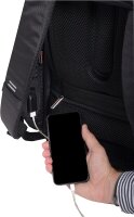 Exacompta 17634E Premium Rucksack Exactive mit 15,6" Laptopfach wasserabweisend zahlreiche Taschen mit Reißverschlüssen 1 USB Anschluss ideal für Schule, Uni, Arbeit und Reisen schwarz