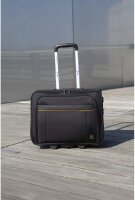 Exacompta 18534E Premium Reisetasche Exatrolley mit 4 Hauptfächern vielen Innentaschen 2 USB Anschlüsse und ausziehbarem Trollygriff wasserabweisend ideal für Privat- und Geschäftsreisen, schwarz
