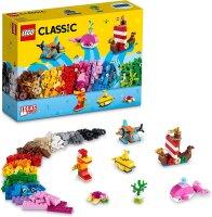 LEGO 11018 Classic Kreativer Meeresspaß, Kreativ-Set mit Bausteinen für Kinder ab 4 Jahre mit Wal, Schilldkröte und Seepferdchen