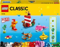 LEGO 11018 Classic Kreativer Meeresspaß, Kreativ-Set mit Bausteinen für Kinder ab 4 Jahre mit Wal, Schilldkröte und Seepferdchen