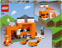 LEGO 21178 Minecraft Die Fuchs-Lodge, Spielzeug für Jungen und Mädchen ab 8 Jahren mit Figuren von ertrunkenem Zombie und Tieren, Kinderspielzeug