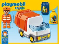 PLAYMOBIL 1.2.3 6774 Müllauto, Container zum Öffnen mit Zwei Öffnungen für Müll, ab 1,5 Jahren