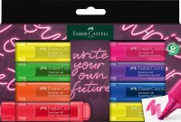 Faber-Castell 254601 - Textmarker Set 8er Etui, Neon Farben, mit langlebiger Keilspitze, Strichbreite 1 - 5 mm, nachfüllbar