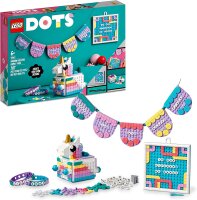 LEGO 41962 DOTS Einhorn Familienkreativset, Spielzeug Bastelset mit Schmuckkästchen, 2X Armband, Message Board und Party-Deko, Geschenk Set