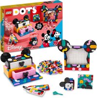 LEGO 41964 DOTS Micky & Minnie Kreativbox zum Schulanfang, 6-in-1 Bastelset mit Taschenanhängern, Aufkleber und Büro-Set Spielzeug, Geschenkidee für Kinder