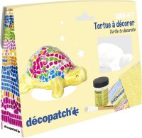 Décopatch KIT036C - Mini Set Schildkröte aus Pappmaché, 4,5x19x13,5cm, für Kinder geeignet, einfach zum Verzieren, Kartonbraun, 1 Set