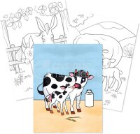 Avenue Mandarine ‎GY104C - Malblock Graffy Color, Zeichenpapier 120g, mikroperforiert, 2 x 12 Designs = 24 Blatt, geeignet für Kinder ab 3 Jahren, 1 Stück, Mutter/Kind Farmtiere