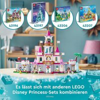 LEGO 43205 Disney Princess Ultimatives Abenteuerschloss, Prinzessinnenschloss Spielzeug, baubares Schloss mit Mini-Puppen wie Ariel, Vaiana, Tiana