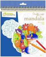 Avenue Mandarine - Ein Malbuch mit 36 Seiten, vorgeschnittene Mandalas zum Ausmalen – Motiv Monster – 12 Designs x3 – Papier 250 g – 6 Jahre + – Graffy Pop Mandala GY141C