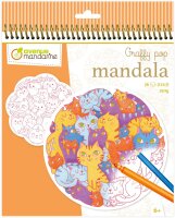 Avenue Mandarine - Ein Malbuch mit 36 Seiten, vorgeschnittene Mandalas zum Ausmalen – Motiv Katzen – 12 Designs x 3 Designs – Papier 250 g – 6 Jahre + – Graffy Pop Mandala GY142C