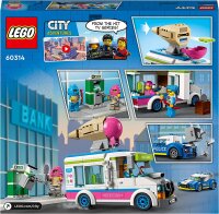 LEGO 60314 City Eiswagen-Verfolgungsjagd, Polizeiverfolgung mit Eiskanone und Abfangfahrzeug, Polizei-Spielzeug für Jungen und Mädchen ab 5 Jahren