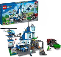 LEGO 60316 City Polizeistation mit Polizeiauto, Müllauto und Hubschrauber, Polizei-Spielzeug für Jungen und Mädchen ab 6 Jahren
