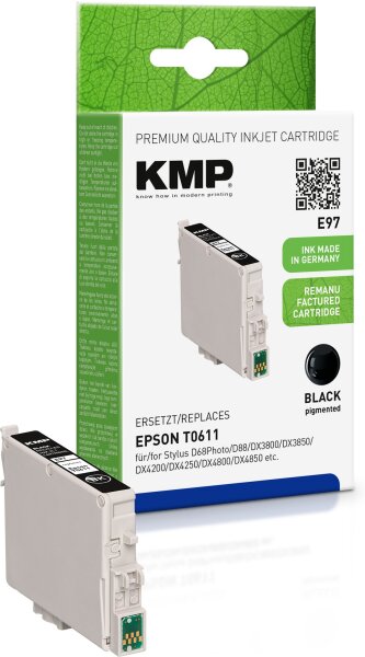 KMP E97 schwarz pigmentiert Tintenpatrone ersetzt Epson Stylus T0611