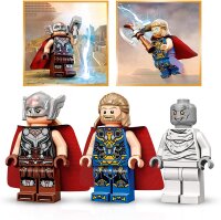 LEGO 76207 Marvel Angriff auf New Asgard, Monster und 3 Minifiguren mit Sturmbrecher und Hammer, Avengers Spielzeug aus dem Film Thor: Love & Thunder