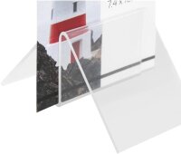 Exacompta - 88558D - 1 Kartenhalter/Menü Clip Größe S (Breite 50 mm) - für DIN A7 - aus PMMA (Acryl) hochtransparent - zum Aufstellen auf Tisch, Schreibtisch oder Regal - Farbe Kristall
