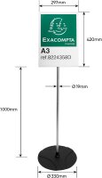 Exacompta - Art.-Nr. 8224358D - 1 Stehständer PMMA/ALU A3 Hochformat - Maße 330 x 330 x 1000 mm - PMMA (Acryl) für Empfangsständer Information - Farbe schwarz/alu/kristall