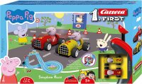 Carrera FIRST Peppa Pig Soapbox Race Rennstrecken-Set I elektrische Rennbahnen und Slotcars im Maßstab 1:50 I für bis zu 2 Spieler I für Kinder ab 3 Jahren & Erwachsene
