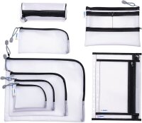 HERMA 20295 Universaltasche A5 mit Reißverschluss, transparent (26 x 20 cm) großer verschließbarer Handtaschen Organizer mit Zipper und 4 separaten Taschen, Aufbewahrungstasche in schwarz
