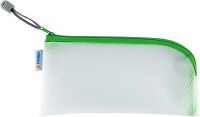 HERMA 20004 Reißverschlusstasche Reiseetui, transparent (23 x 11 cm) kleine verschließbare Sichttasche mit Zipper für Handy, Ladekabel, Kosmetik, Stifte, Schlüssel, Kulturtasche in grün