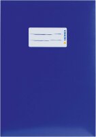 HERMA 19765 Karton Heftumschlag DIN A5, Hefthülle mit Beschriftungsfeld, aus stabilem und extra starkem Papier, Heftschoner für Schulhefte, blau