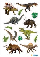 HERMA 15480 Sticker für Kinder, Dinosaurier (42 Aufkleber, Papier, matt) selbstklebend, permanent haftende Motiv Etiketten für Mädchen und Jungen, bunt