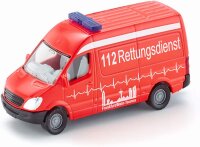 siku 0805, Krankenwagen, Metall/Kunststoff, Rot, Vielseitig einsetzbar, Spielzeugfahrzeug für Kinder