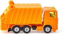 siku 0811, Müllwagen, Metall/Kunststoff, Orange, Spielzeugauto für Kinder, Kippbarer Müllbehälter