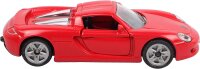 siku 1001, Porsche Carrera GT Sportwagen, Metall/Kunststoff, Rot, Öffenbare Türen, Spielzeugauto für Kinder
