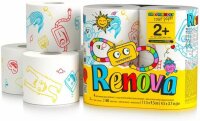 Toilettenpapier Renova Kids Friendly - bedruckt mit Kindermotiven - 3-lagig - Renova - Hochwertiges weißes Klopapier - 4 Rollen