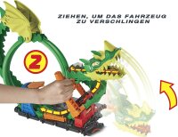 Hot Wheels HDP03 - City Drachenangriff Spielset, besiege den Drachen mit Stunts, lässt sich mit anderen Sets verbinden, enthält 1 Hot-Wheels-Spielzeugauto, Geschenk für Kinder ab 3 Jahren