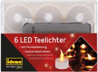 Idena 38204 - LED Teelichter, 6 Stück, elektrische Kerzen mit flackerndem Licht, mit Fernbedienung, inklusive Batterien, Deko für Hochzeit, Party, Weihnachten, Ostern, als Stimmungslicht