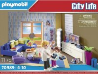 PLAYMOBIL City Life 70989 Wohnzimmer, Mit Lichteffekt, Spielzeug für Kinder ab 4 Jahren
