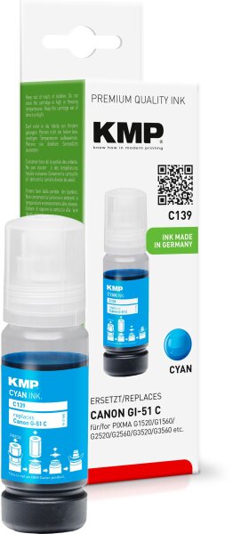 KMP C139 cyan Tintenflasche kompatibel mit Canon GI51C (4546C001)