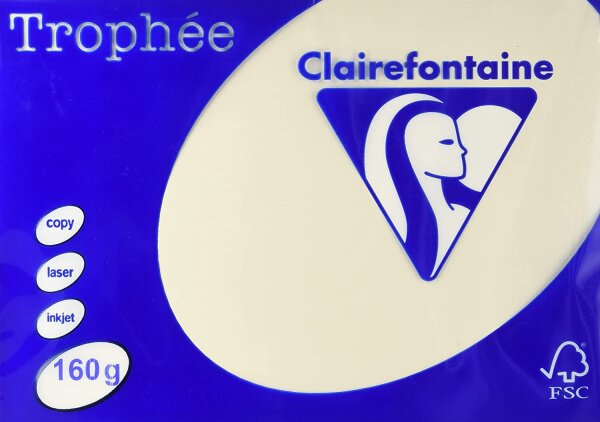 Kleinpackung Clairefontaine Trophee 1101C Papier Sand 160g/m² DIN-A4 - 50 Blatt
