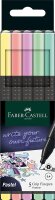 Faber-Castell 151602 - Grip Finepen, Fineliner, Pastellfarben, mit metallgefasster Faserspitze 0.4 mm, 5er Etui