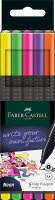 Faber-Castell 151603 - Grip Finepen, Fineliner, Neonfarben, mit metallgefasster Faserspitze 0.4 mm, 5er Etui